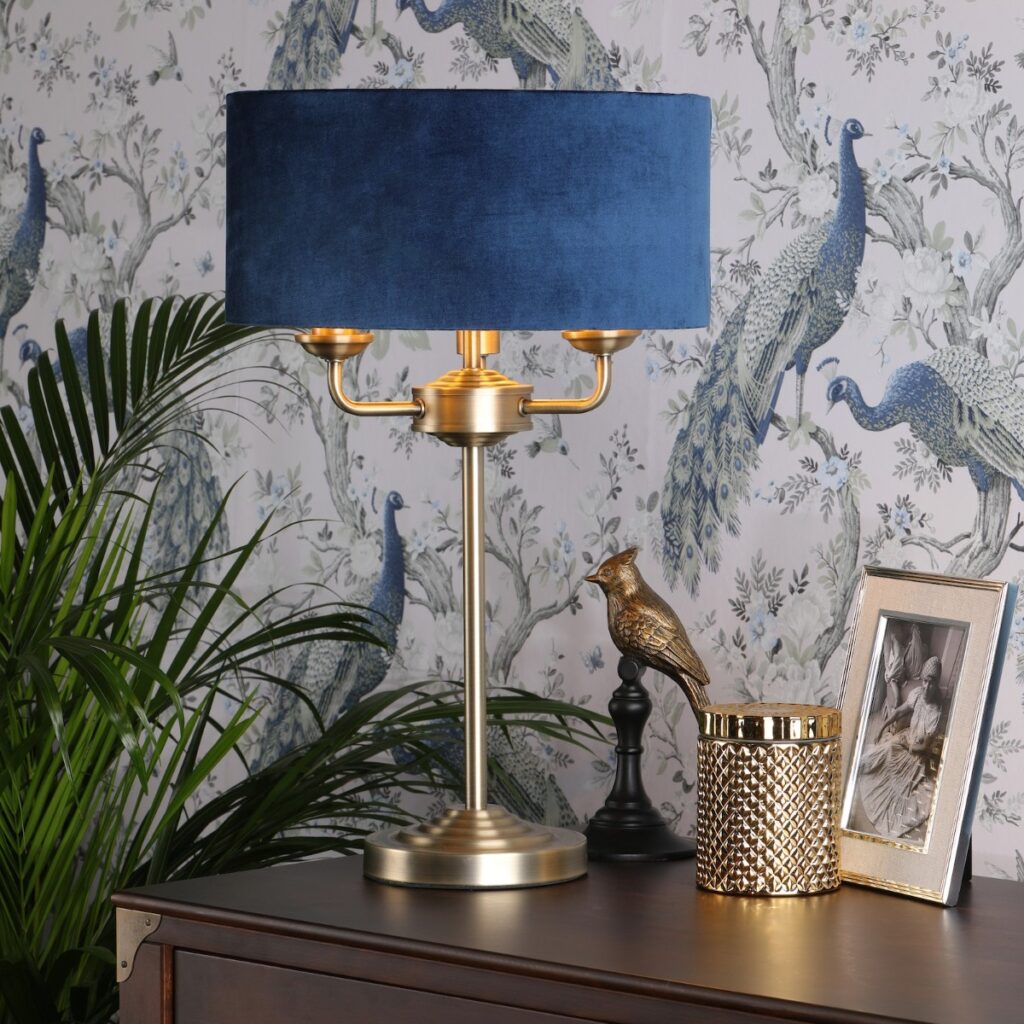 Laura Ashley Sorrento Light Table Lamp In Antique Brass Finish With