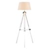 Baline Cream Fabric Shade Floor Lamp With White Tripod Base