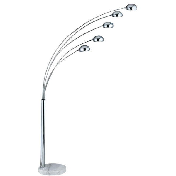 Giraffe 5 Light Floor Lamp With White Marble Base In Chrome