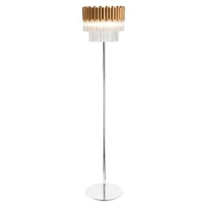 Harrogate Hanging Crystal Shade Floor Lamp In Gold And Chrome