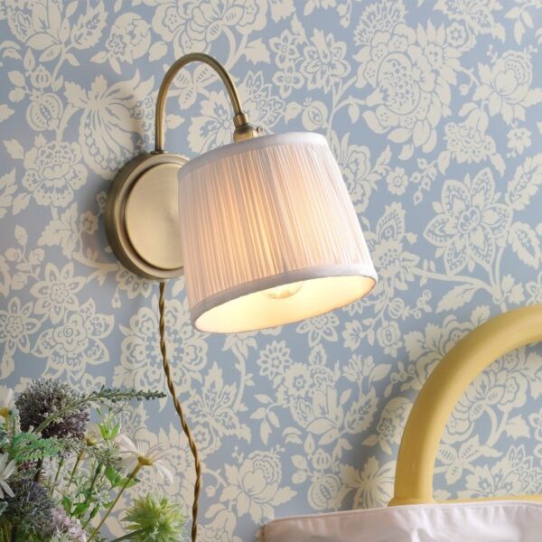 Laura Ashley Hemsley Plugged In Wall Light In Matt Antique Finish With Ivory Shade LA3756321-Q