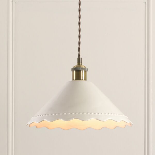 Laura Ashley Daws Ceiling Pendant Light In Antique Brass With White Ceramic Shade