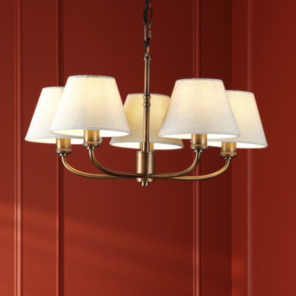 Laura Ashley Denston 5 Light Ceiling Pendant Light In Antique Bronze With Shade LA3756585-Q