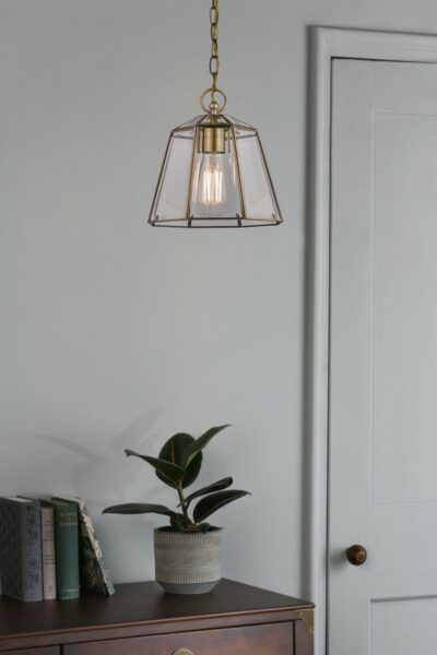 Laura Ashley LA3756154-Q Clayton Ceiling Pendant Light In Antique Brass Finish