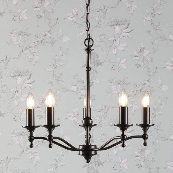 Laura Ashley Ludchurch 5 Light Ceiling Chandelier In Industrial Black LA3756240-Q