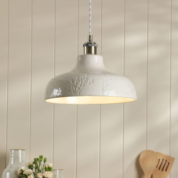 Laura Ashley Pussywillow Ceiling Pendant Light In White Ceramic LA3756622-Q